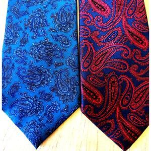2 VTG Silk Ties Paisley Retro Grandpacore Ametore Ivy League Old Money 80s USA